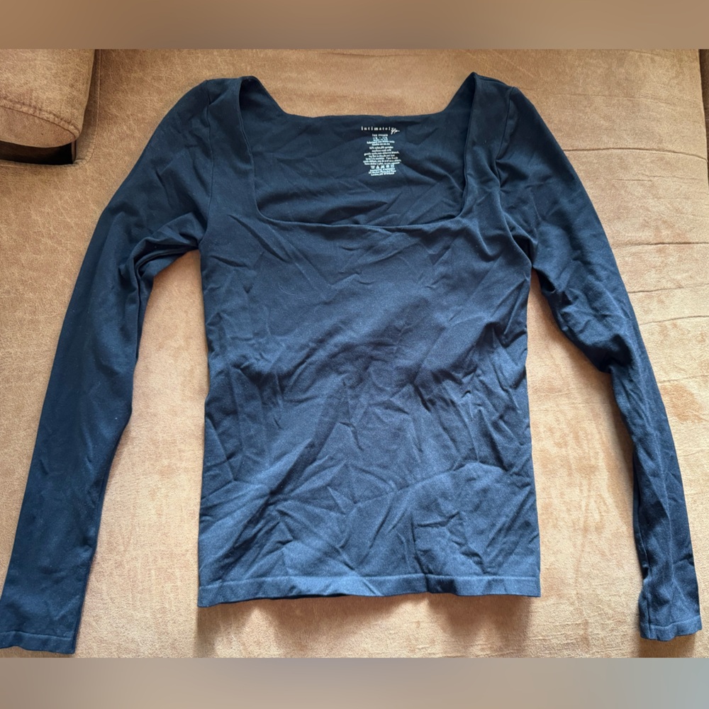 Free People Intimately Black Long Sleeve Shirt, Large